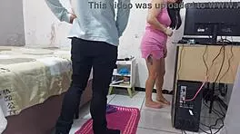 Lonely wife seduces net technician for fun