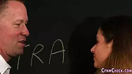 Student Dominas Tug Cum in British CFNM Group