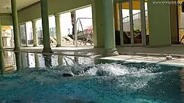 Irina Russaka Bathes Underwater In Pool, Showing Small Tits.