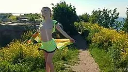 Spunky Teen Model Gets Naked Outdoors