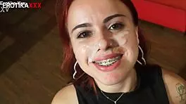 Redhead Lady Performs Total Oral in Private Club Trailer