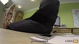loan4k negotiating with the naked lingerie store owner for sex, blowjob, and licking her big tits