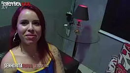 Redhead Lady Performs Total Oral in Private Club Trailer