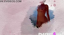 Sophia poses naked, reveals pussy.