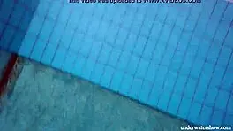 big natural tits babe lola enjoys underwater swimming in the pool