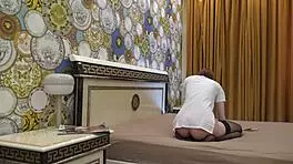 Feeling Bored And Ignored: Hot Tight Pussy Skinny Redhead Braless And No Panties On The Bed In Black Stockings.