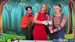 blonde milf & teen 18+ get free used on sesame street movie set 😈