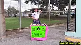 Petite Teen Sucks Cock Then Gets Facial Cumshot