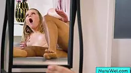 Petite teen masseuse fucks her black client and loves his big black cock.