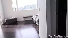 Teen newbie spills jizz after taking on a massive interracial monster cock