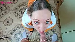 Nata Sweet Begs for Cum in Mouth, Sperm Dripping on Tongue in POV Blowjob