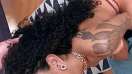 Tattoo brazilian amateur slut sucks a dick in her bikini and high heels