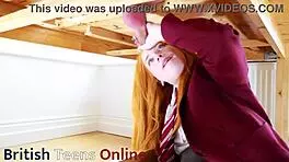 Victoria Greene sucks cock at milking table, uniform drenched in cum! 💦