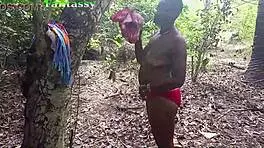 african ebony latina pornstar gets caught fucking in the bush with bbc hunter