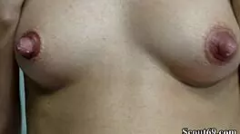 Deutsche pregnant blonde with milky tits teases herself to climax