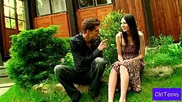 Kattie and Kristof share a fun outdoor dorm moment.