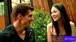 Kattie and Kristof share a fun outdoor dorm moment.