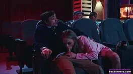 Sexsinners com - gf is bored and sucks bfs cock in cinema