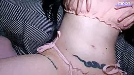 step daddy fucks me dirty in doggystyle, rough pov with big natural tits in lingerie and stockings