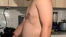 Delicious sex in kitchen with stepmother