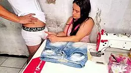 Unfaithful Latina Seamstress Blowjob Client Dress Fitting.