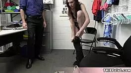 Cute brunette shoplifter caught by police officer