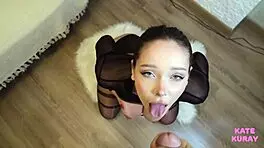 Teen 18+ with small tits gets homemade facial after intense blowjob session