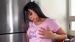 Specific Beauty Face Latina Teen 18+ Bitch Caught Masturbating in Hostel Kitchen Gets Anal from Old German Tourist