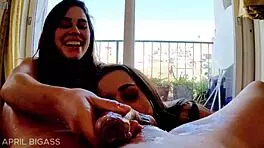 April and Belle puke more than 2 liters in this dirty deepthroat scene!