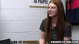 Innocent Redhead Jane Rogers Flirts Out of Shoplifting with Security Guard Billy Boston