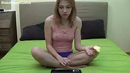 Wow, check this 21 yr old blonde Karina P in a see-through top on webcam! Stunning!