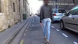 Skinny brunette teen 18+ nails first porn casting with dildo, wow!