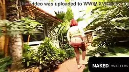 redhead bbw milf fucks her young trainer outside?