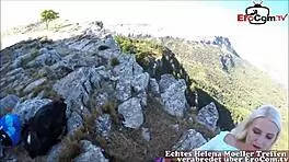 German blonde teen with sunglasses bangs outdoor, wow!