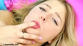 The luminous blonde beauty poses for a photoshoot