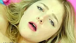 The luminous blonde beauty poses for a photoshoot