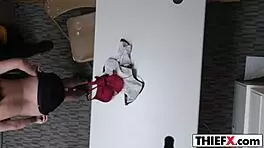 Pervert Officer Brutally Fucks Thief in Garage