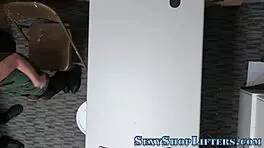 The teenage shoplifter with tattoos gets caught and rides in the shop.