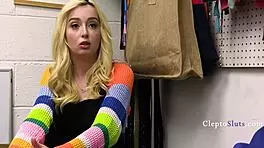 Petite 18+ Blackmailed to Kneel for Burglar Blowjob