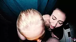 double oral fun with teen blonde in bathroom threesome