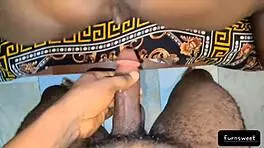 Sleeping ebony beauty wakes up to give an epic handjob