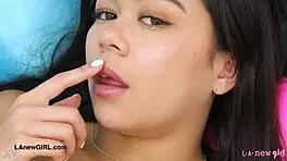 Cute latina teen model strips and shows her sexy body in casting interview pov