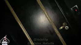 Young housewife uses glory hole in front of husband