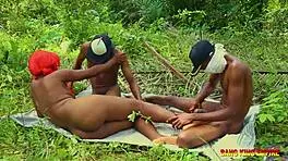 She Couldn't Stand But The Pleasure Of Fucking Two Big Fat Cocks In The Bush Made Her Enjoy!