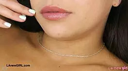 Cute latina teen model strips and shows her sexy body in casting interview pov