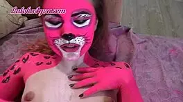Lover's passionate fuck as Pink Panther after costume party