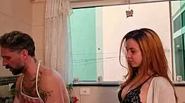 I Cooked For My Neighbor And Her Cute Daughter, But Ended Up Fucking Them Both In The Kitchen