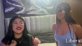 Skinny latina teen Sarah debuts in group swingers session