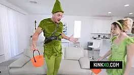 Hot blonde stepdaughter Maria Kazi trying different Halloween costumes