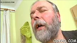 Horny old dude teasing young babe